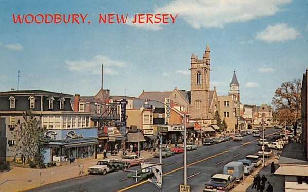 Vintage postcard of Broad Street, Woodbury, New Jersey